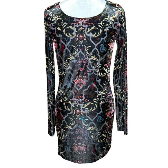 Free People Velvet Burnout Mini Dress. Size Medium - Picture 2 of 6